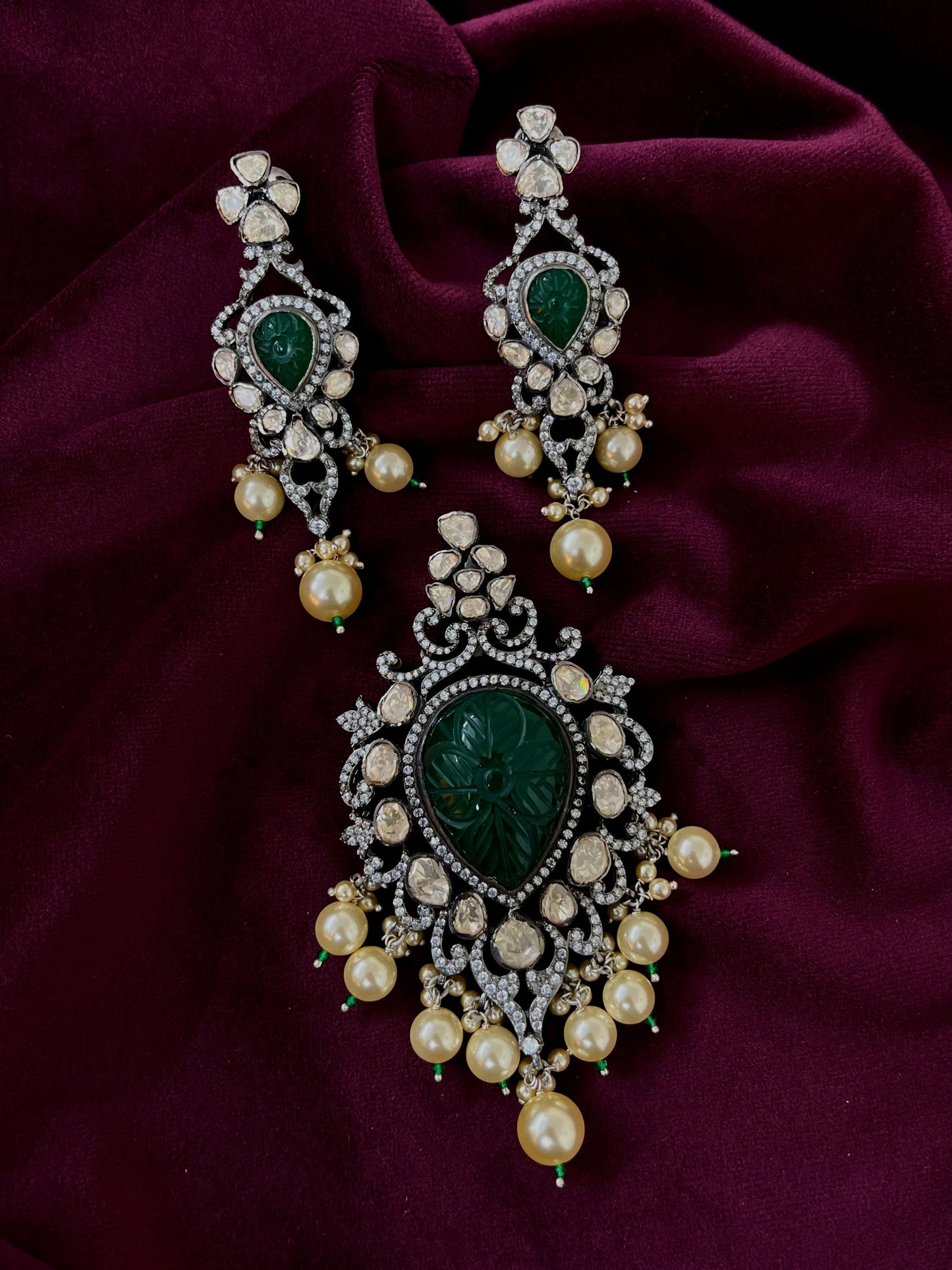 Silver 92.5 Moissanite Pendant Set