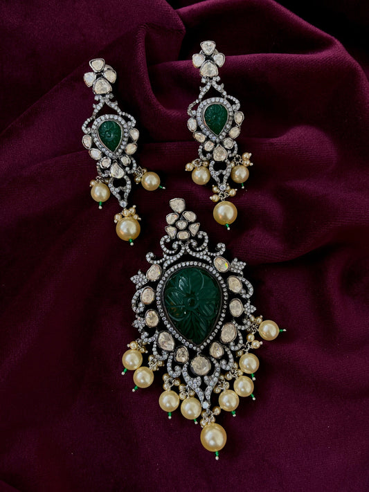 Silver 92.5 Moissanite Pendant Set