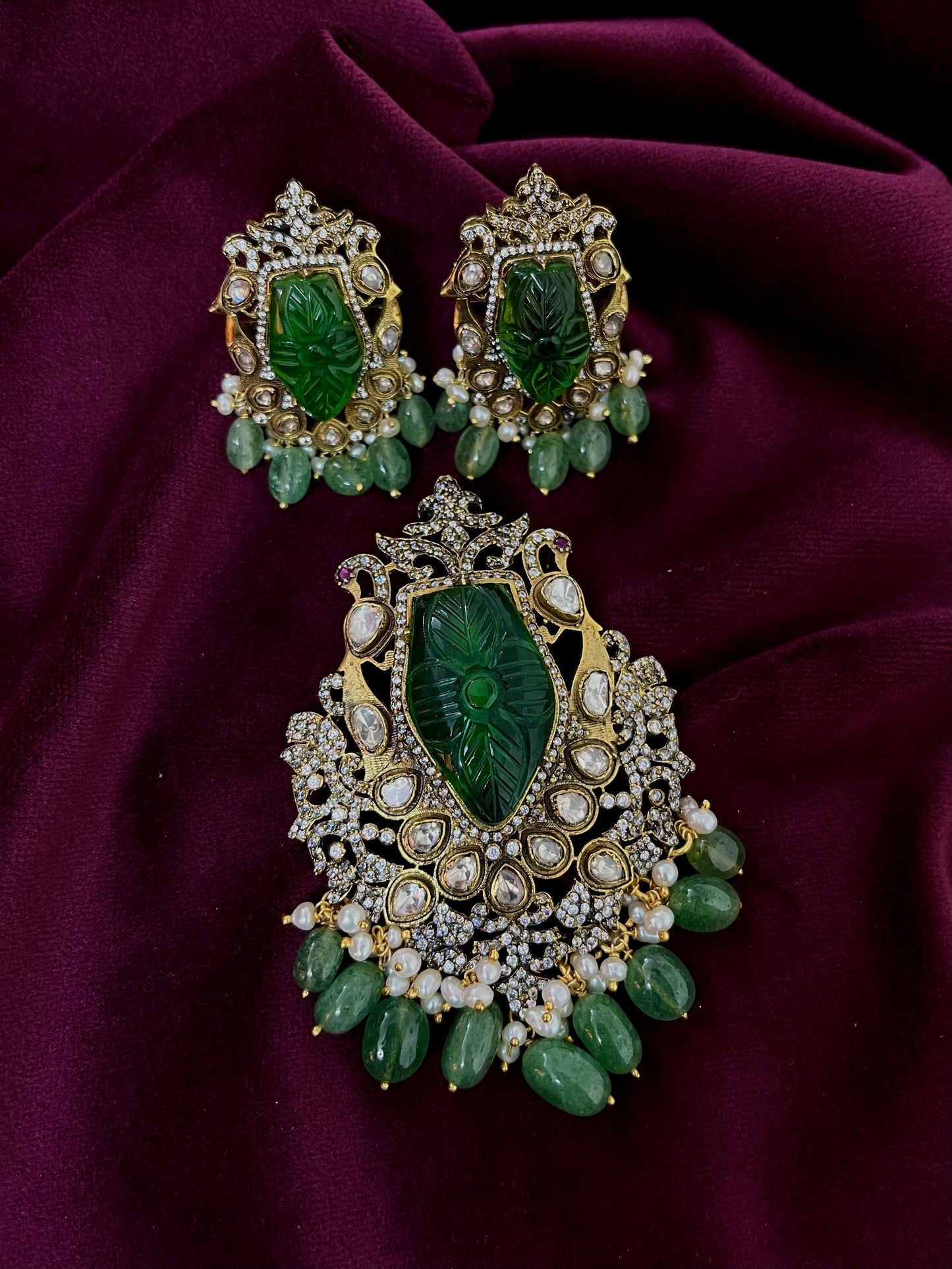 Silver 92.5 Moissanite Pendant Set