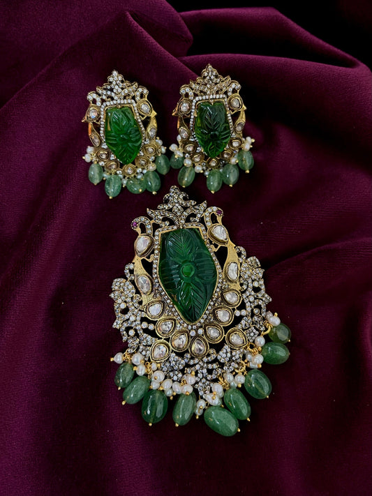 Silver 92.5 Moissanite Pendant Set