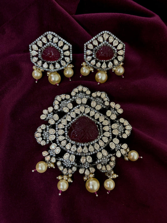 Silver 92.5 Moissanite Pendant Set