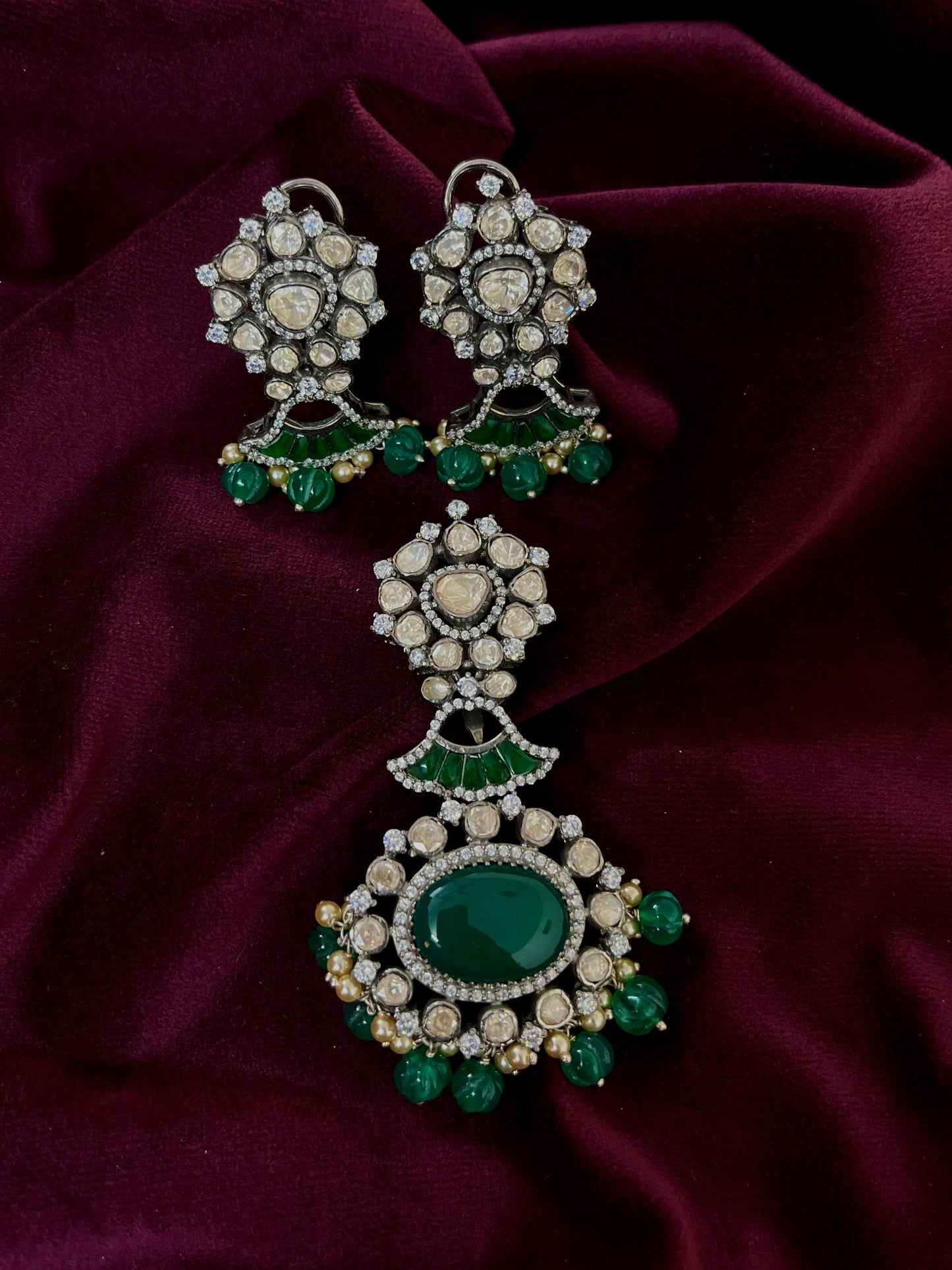 Silver 92.5 Moissanite Pendant Set