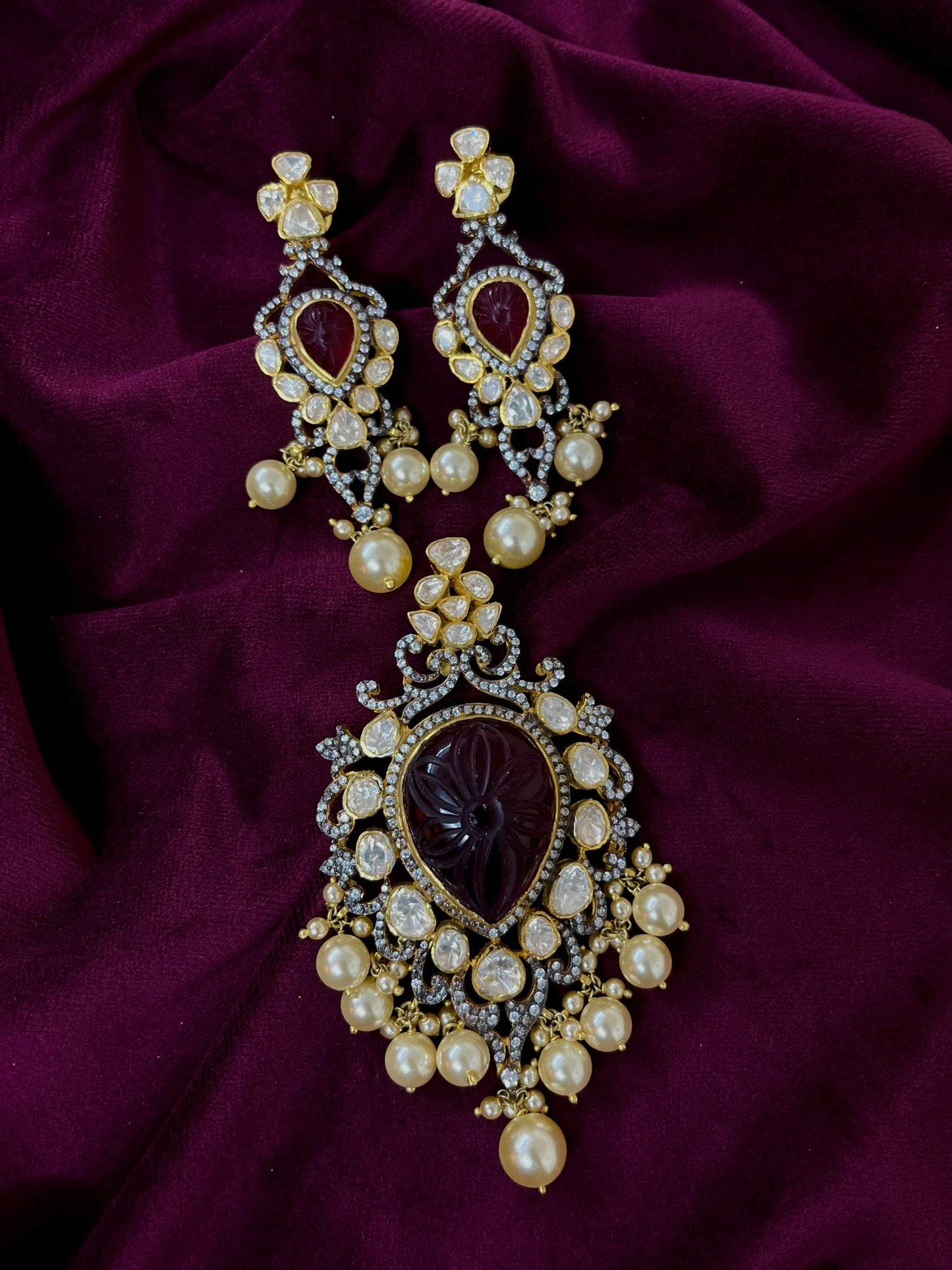 Silver 92.5 Moissanite Pendant Set