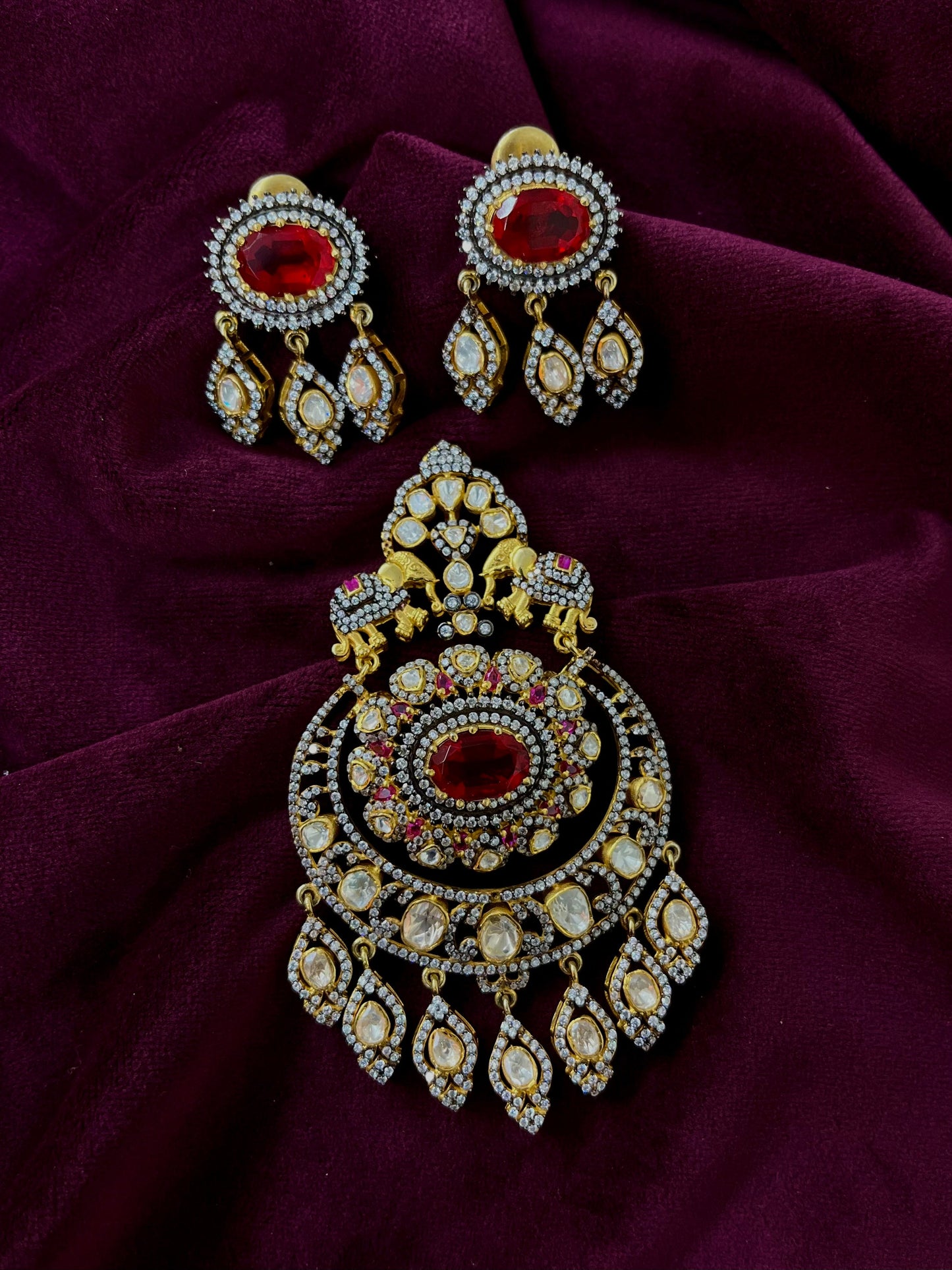 Silver 92.5 Moissanite Pendant Set