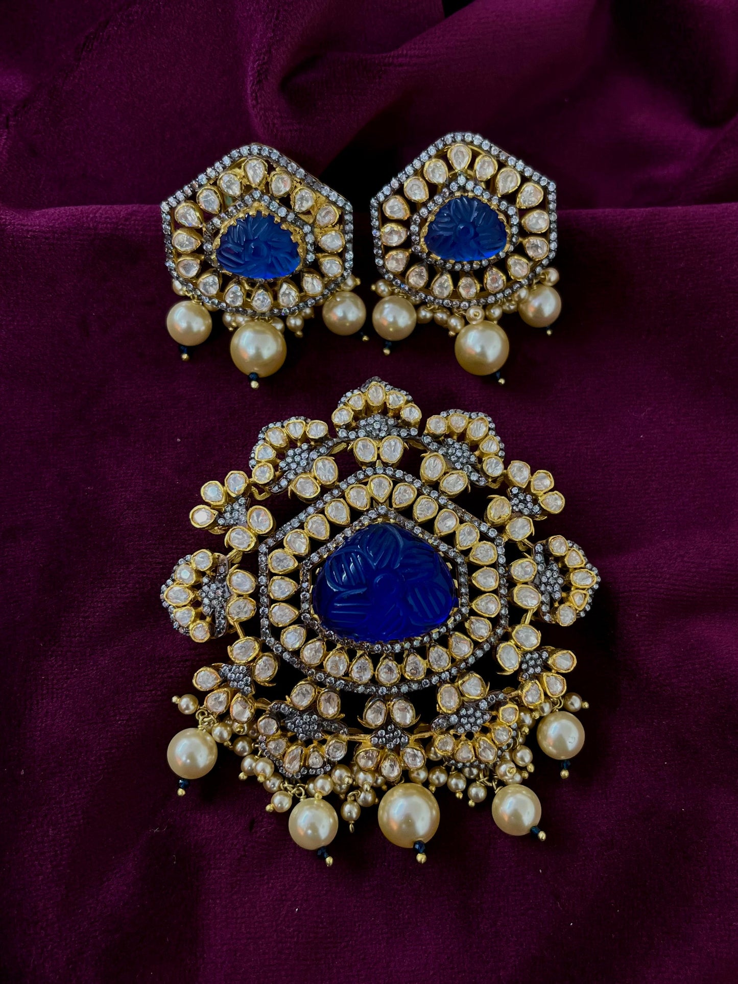 Silver 92.5 Moissanite Pendant Set