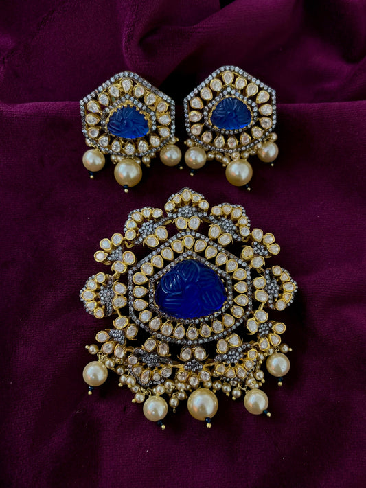 Silver 92.5 Moissanite Pendant Set