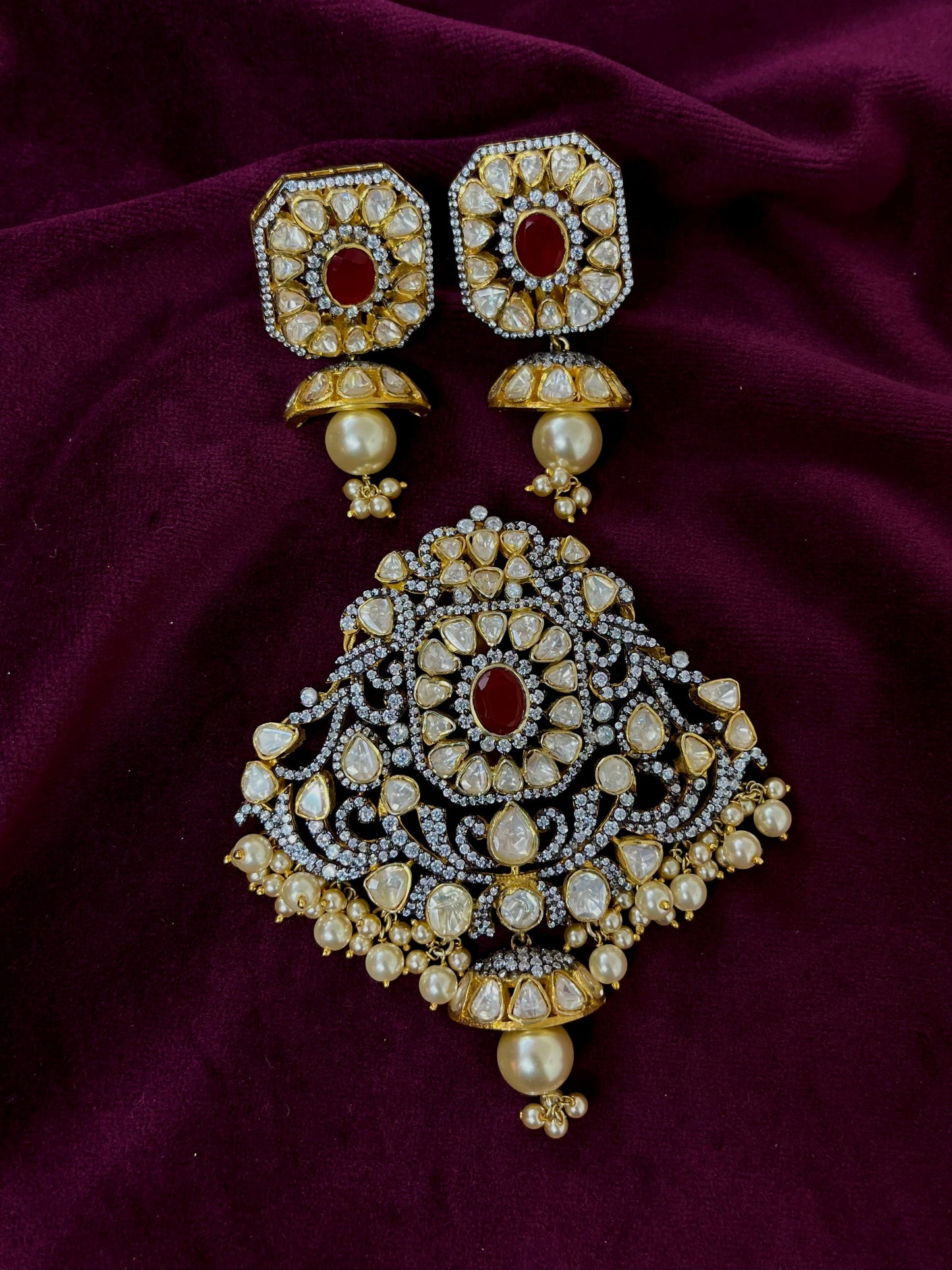 Silver 92.5 Moissanite Pendant Set