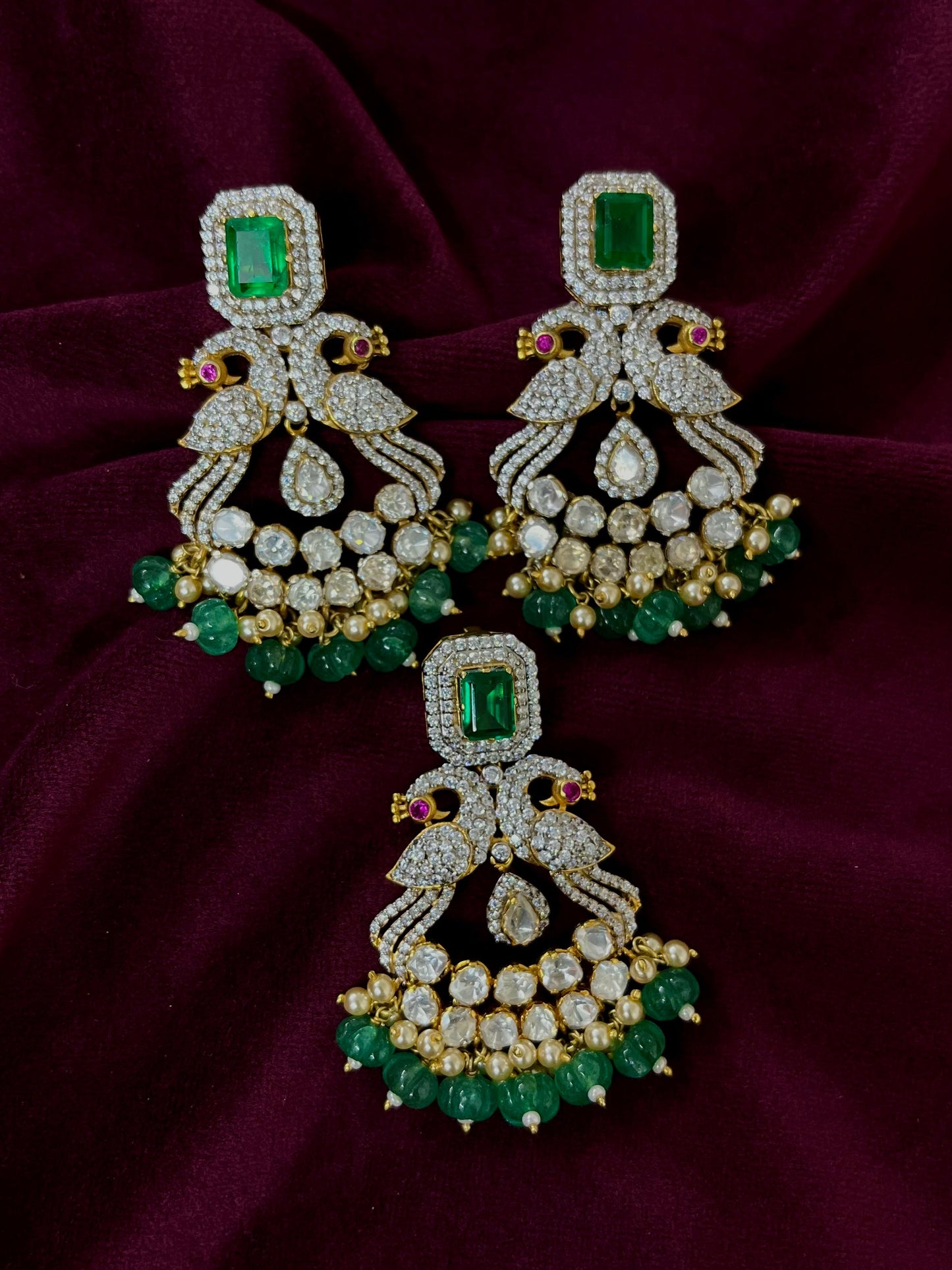 Silver 92.5 Moissanite Pendant Set