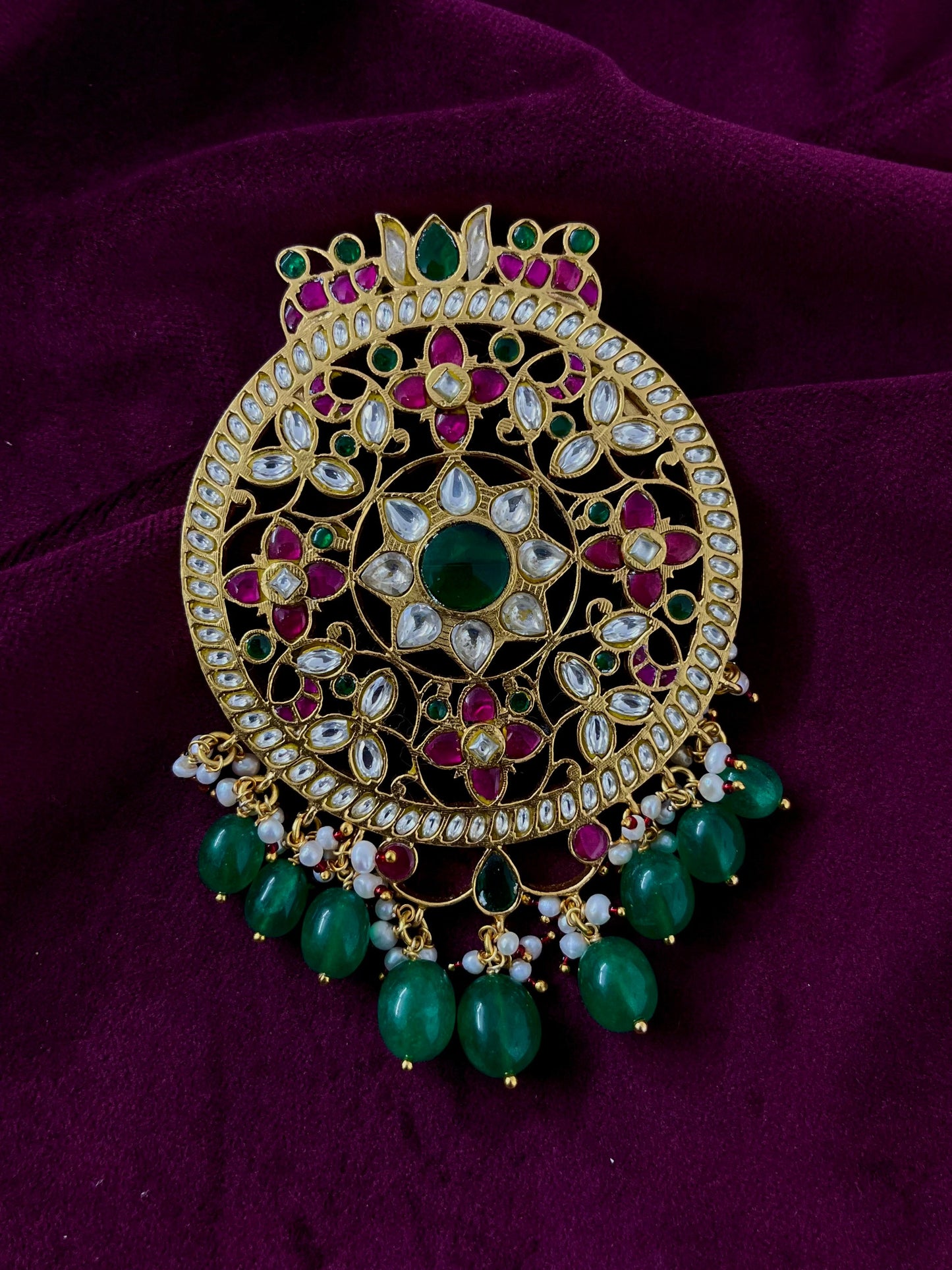 Silver 92.5 Kundan Pendant